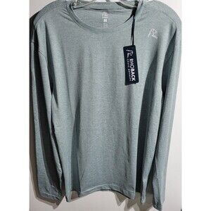Rhoback Performance Long Sleeve Tee Shirt Mens Medium Gray Stretch Golf New NWOT